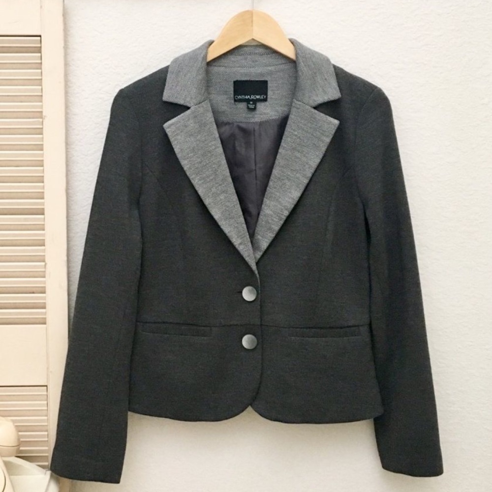 Cynthia Rowley 2-Tone Gray Jersey Knit Blazer Medium Jacket